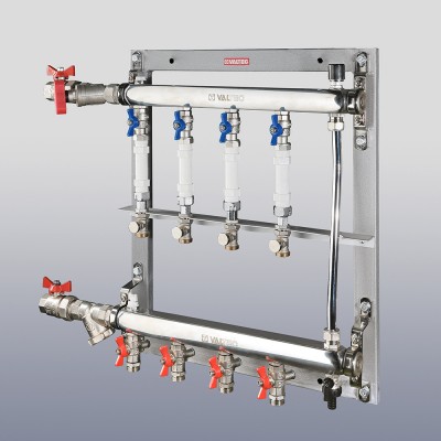 VT.GPR.06S04.L2 Узел этажный для поквартирного учета тепловой энергии с перепускным клапаном Valtec 1", 2 вых., ввод слева  - Вид №2