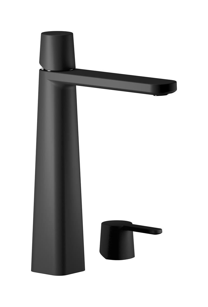 Высокий смеситель для раковины на 1 отверстие в комплекте с донным клапаном WE ARE IB aa220os Matt Black TAAAC