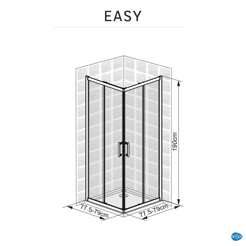 Комплект стекол для душевой ширмы Sensea Easy 80x80 см прозрачное стекло цвет профиля на выбор 88103662 STLM-2135993 - Вид №25