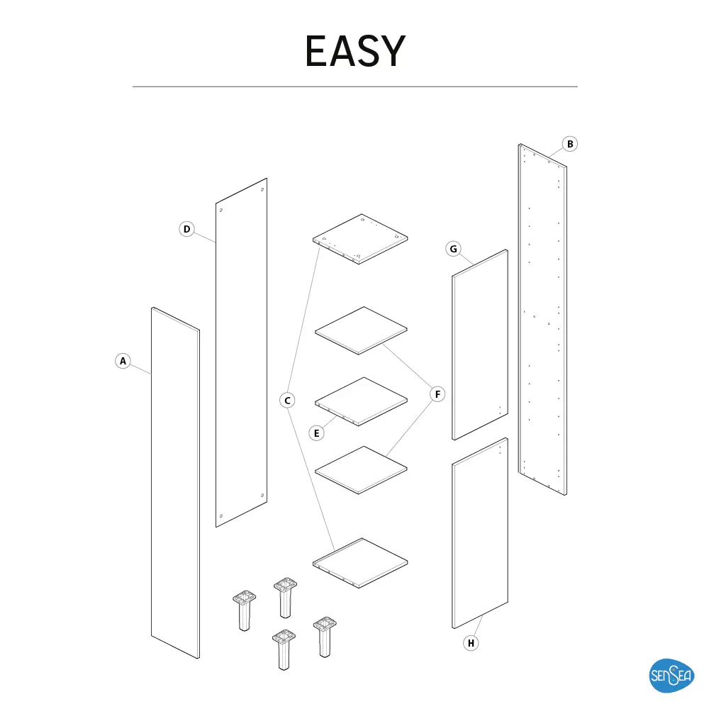 Пенал для ванной Sensea Easy напольный 186x35 см цвет дуб STLM-2206851 - Вид №6