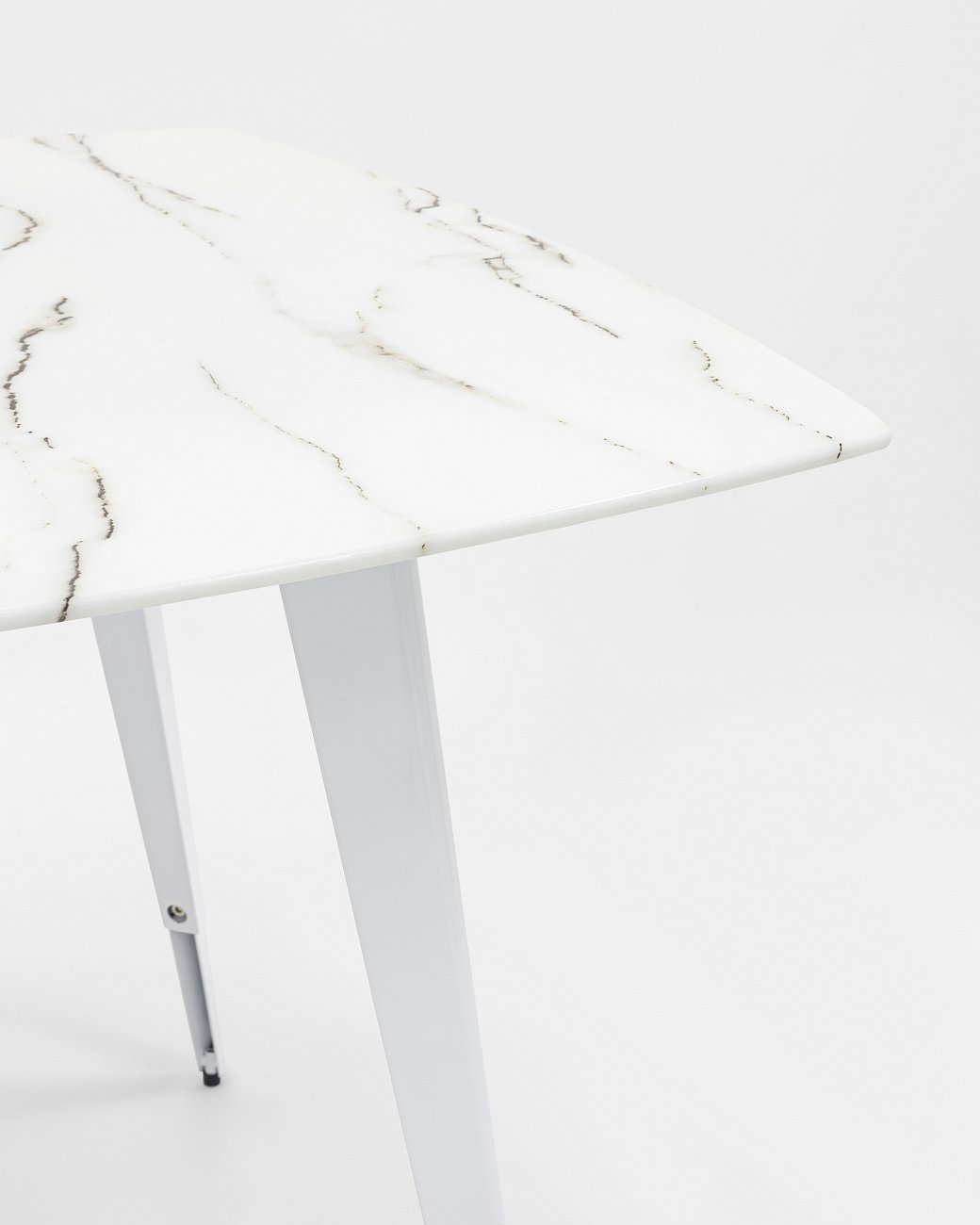 Стол обеденный квадратный со стеклянной столешницей белый с рисунком под мрамор 100х100 см "Ричмонд" STOOL GROUP  00-3958839 Белый  - Вид №4