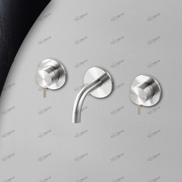 Смеситель для раковины сталь глянцевая с бежевой ручкой Toki Radomonte TKI27LCIL28