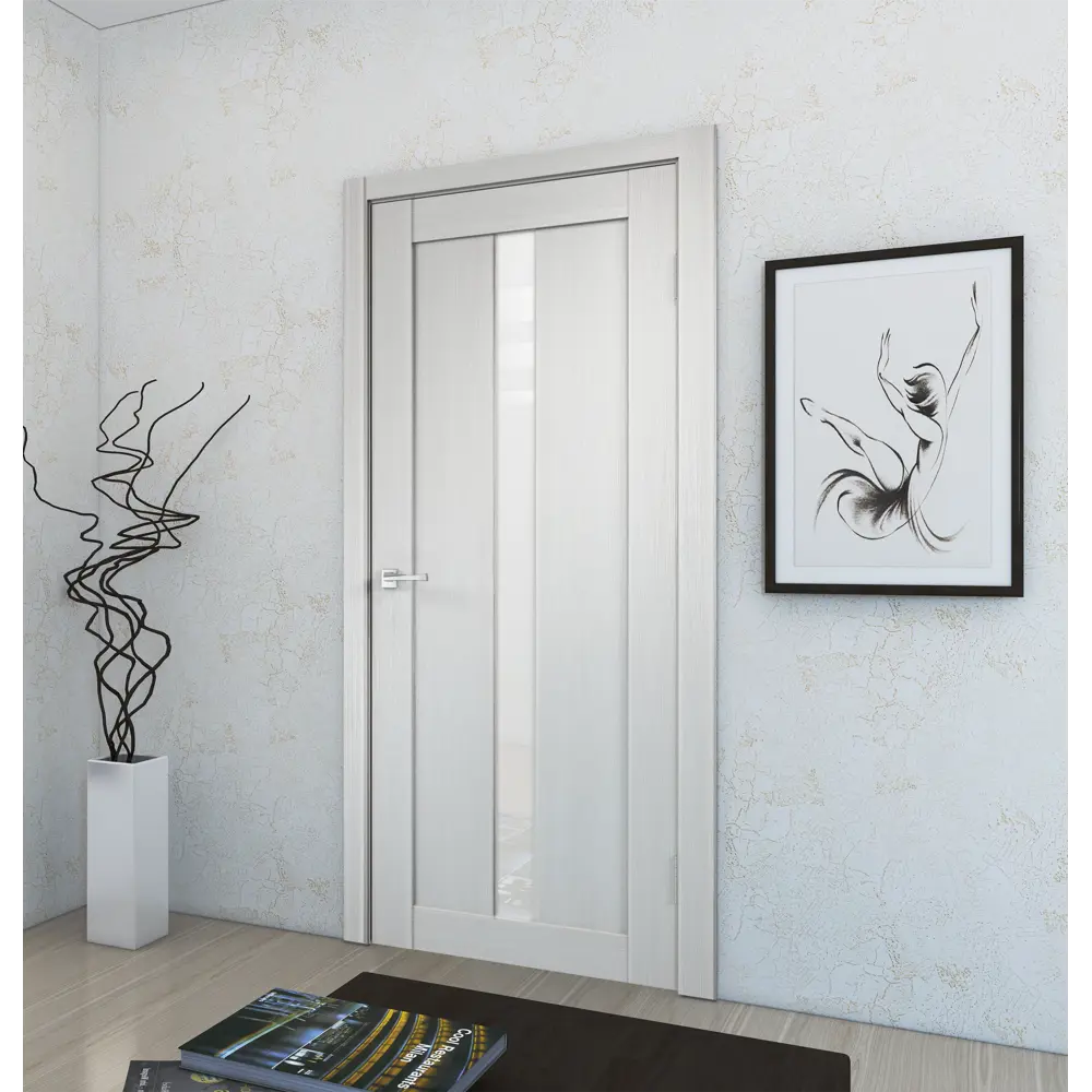 Дверь межкомнатная остеклённая Фортуна 90x200 см ПВХ цвет белый дуб Santreyd STLM-2044580 - Вид №5
