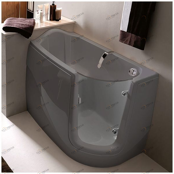 Ванна GRUPPO TREESSE GEN-X V3311-SX-SE угловая сидячая с дверью левосторонняя серая VTLV3311SXSE