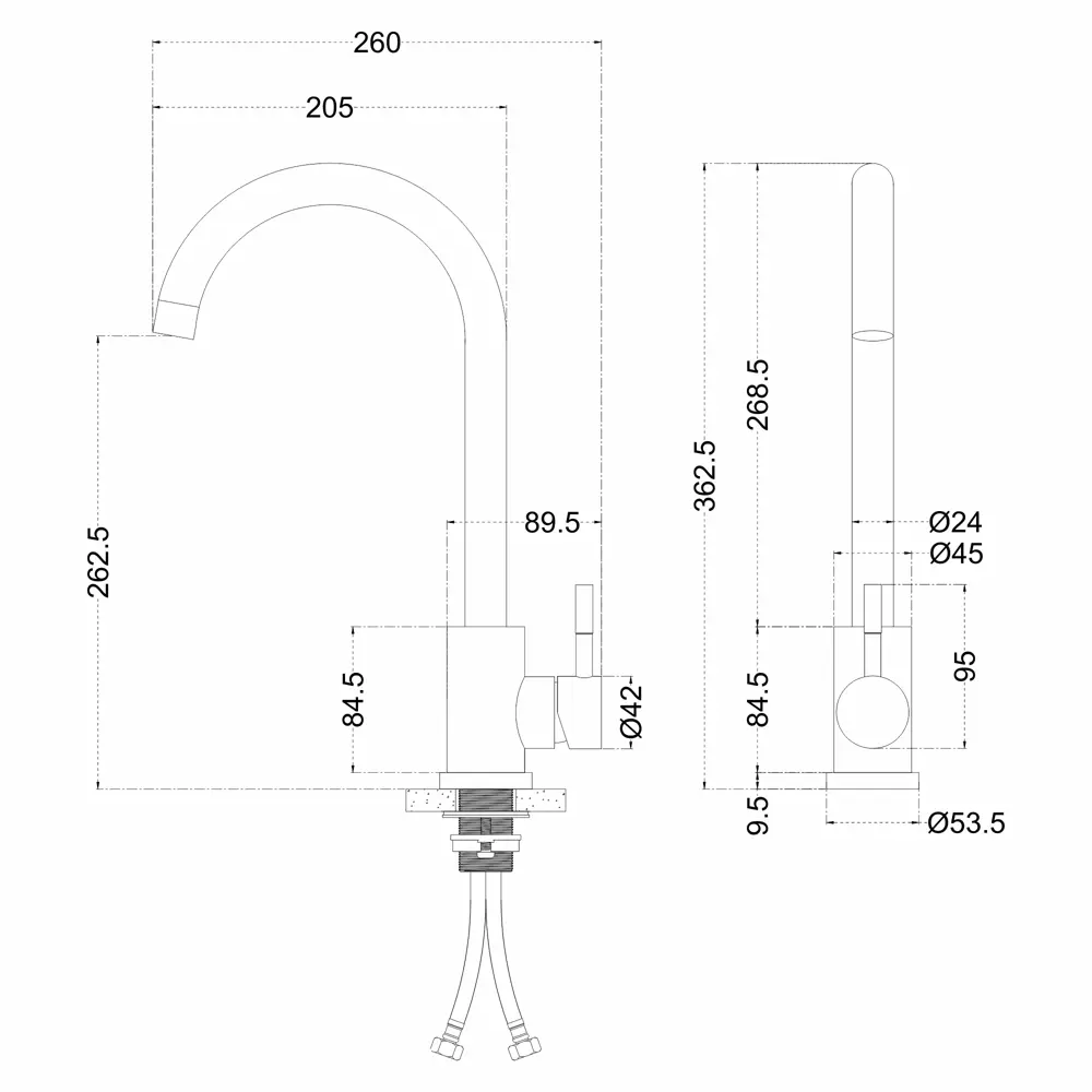 Смеситель для кухни Melana Tondo F610103 с высоким изливом цвет серебро STLM-2073622 - Вид №1
