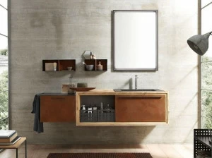 Archeda Подвесная тумба под умывальник из дерева с зеркалом Wood