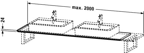 XL017C06161 Консоль для накладных раковин и встраиваемых умывальников, для угла справа X-Large #XL017C 480 мм Коричнево-оливковый глянцевый лак Duravit - Вид №1
