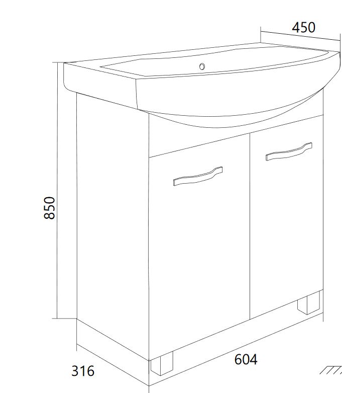 У50109 Тумба без раковины Вита 65Н 2д, МДФ 1 Marka Вита - Вид №5