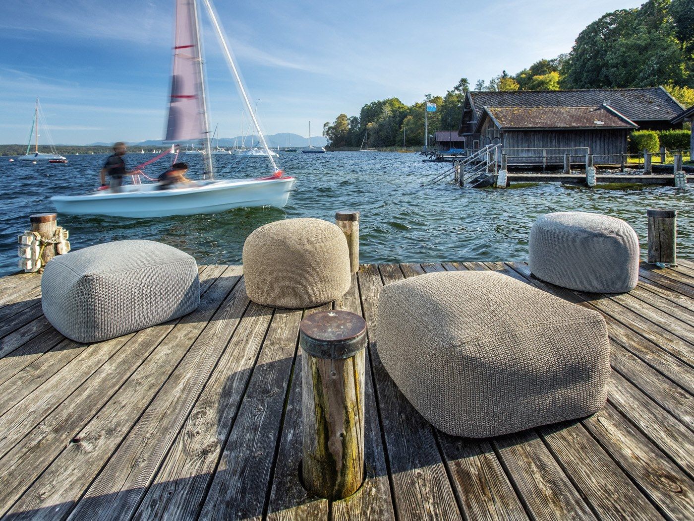 Круглый пуф из ткани FISCHER MÖBEL ARCH-00074616 - Вид №4