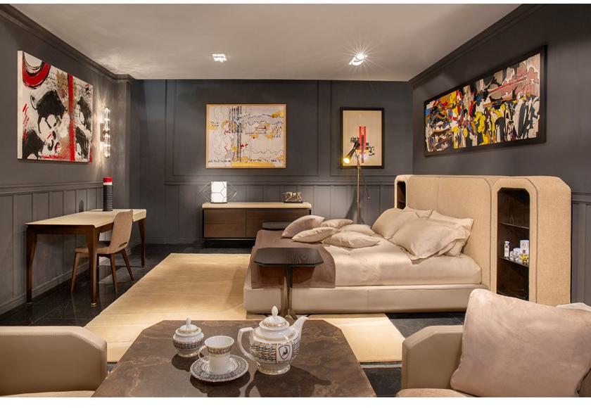 Tonino Lamborghini Casa Мягкая кровать со встроенными прикроватными тумбочками Rem sun-id-1402354 - Вид №3