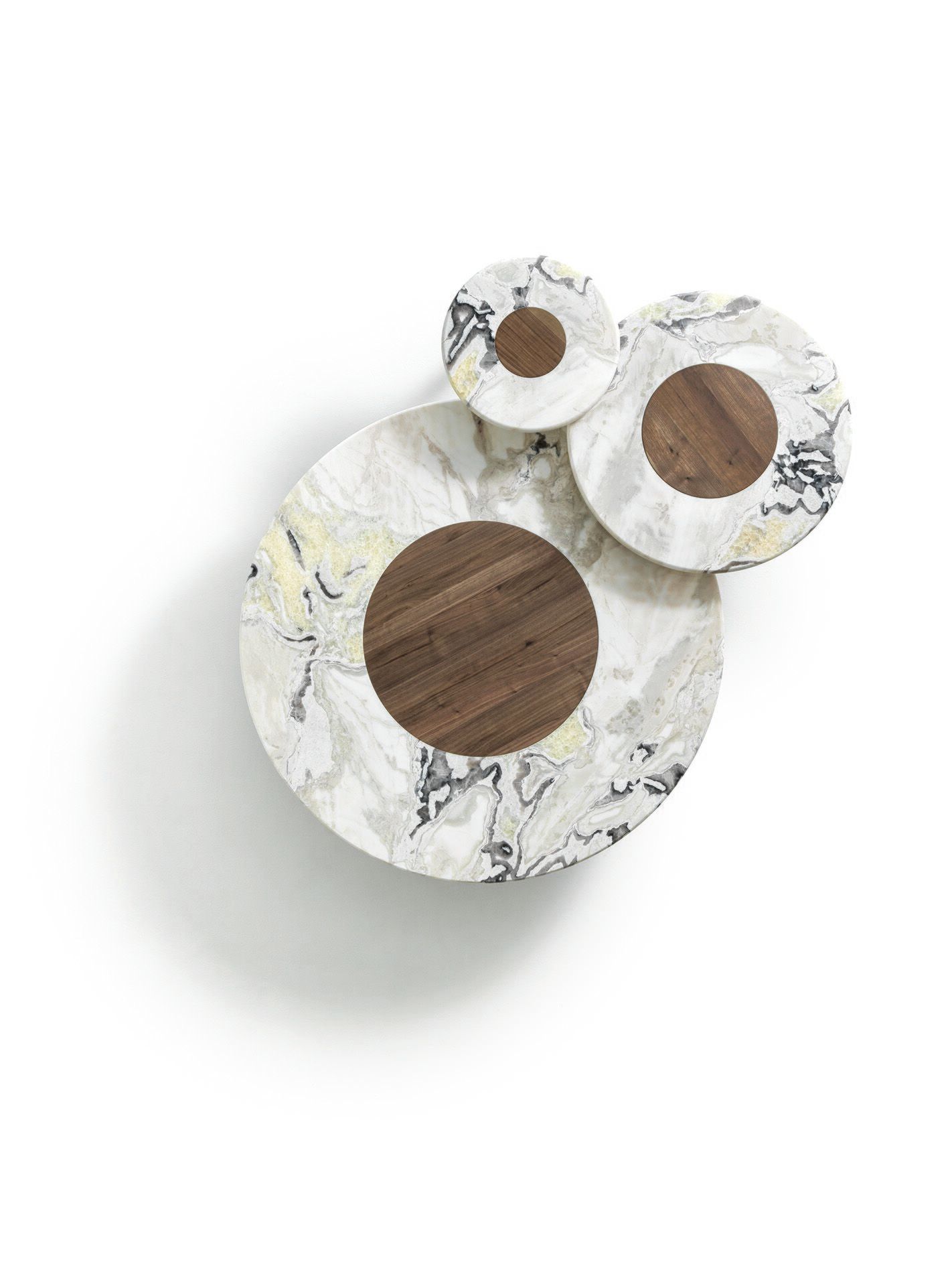 Круглый журнальный столик из грецкого ореха с мраморной столешницей CEPPI Evergreen ARCH-00130536 - Вид №1