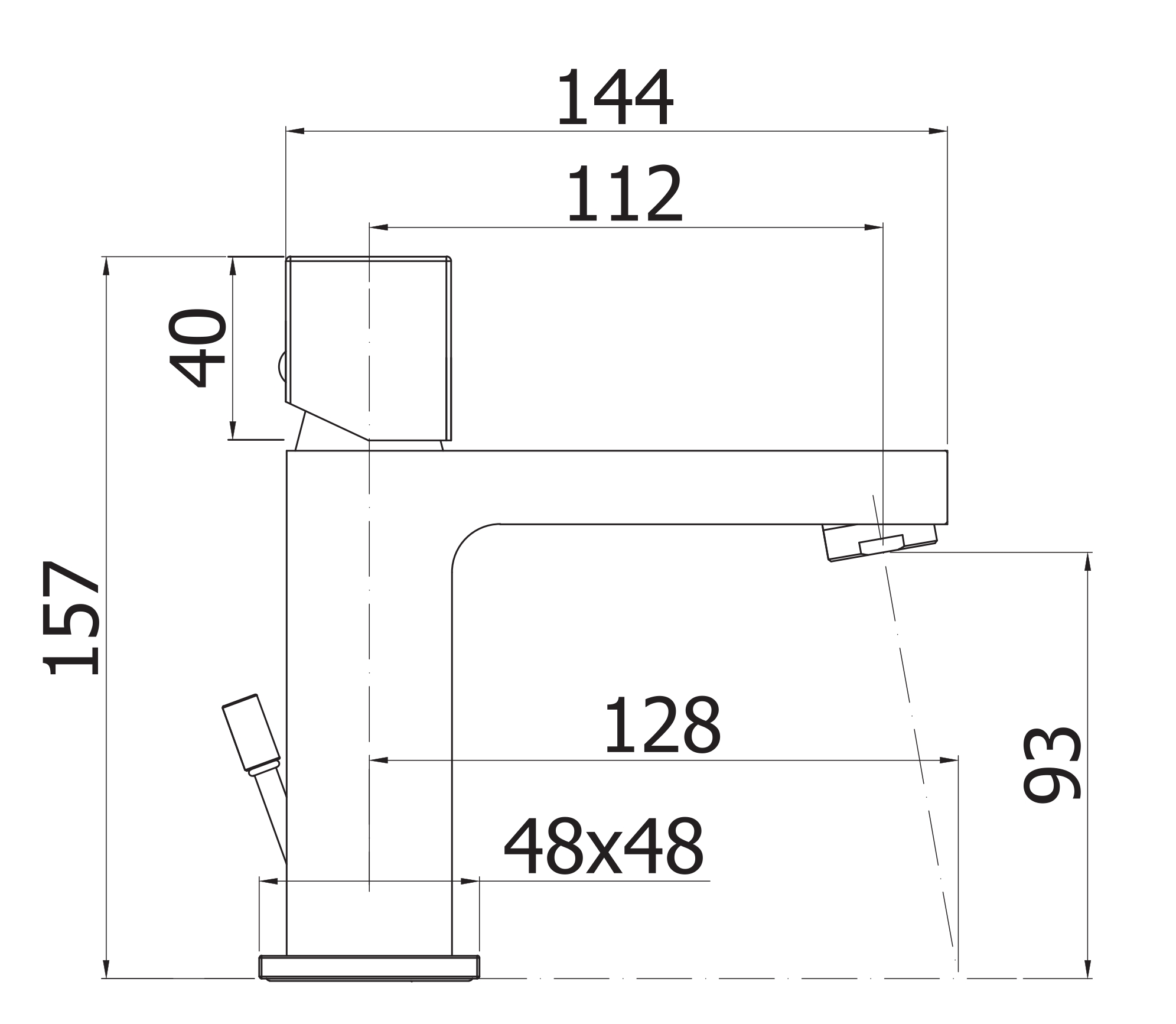 Смеситель на раковину однорычажный без донного клапана, ручка куб CEZARES EFFECT-LSM2-01-Q-W0 - Вид №1