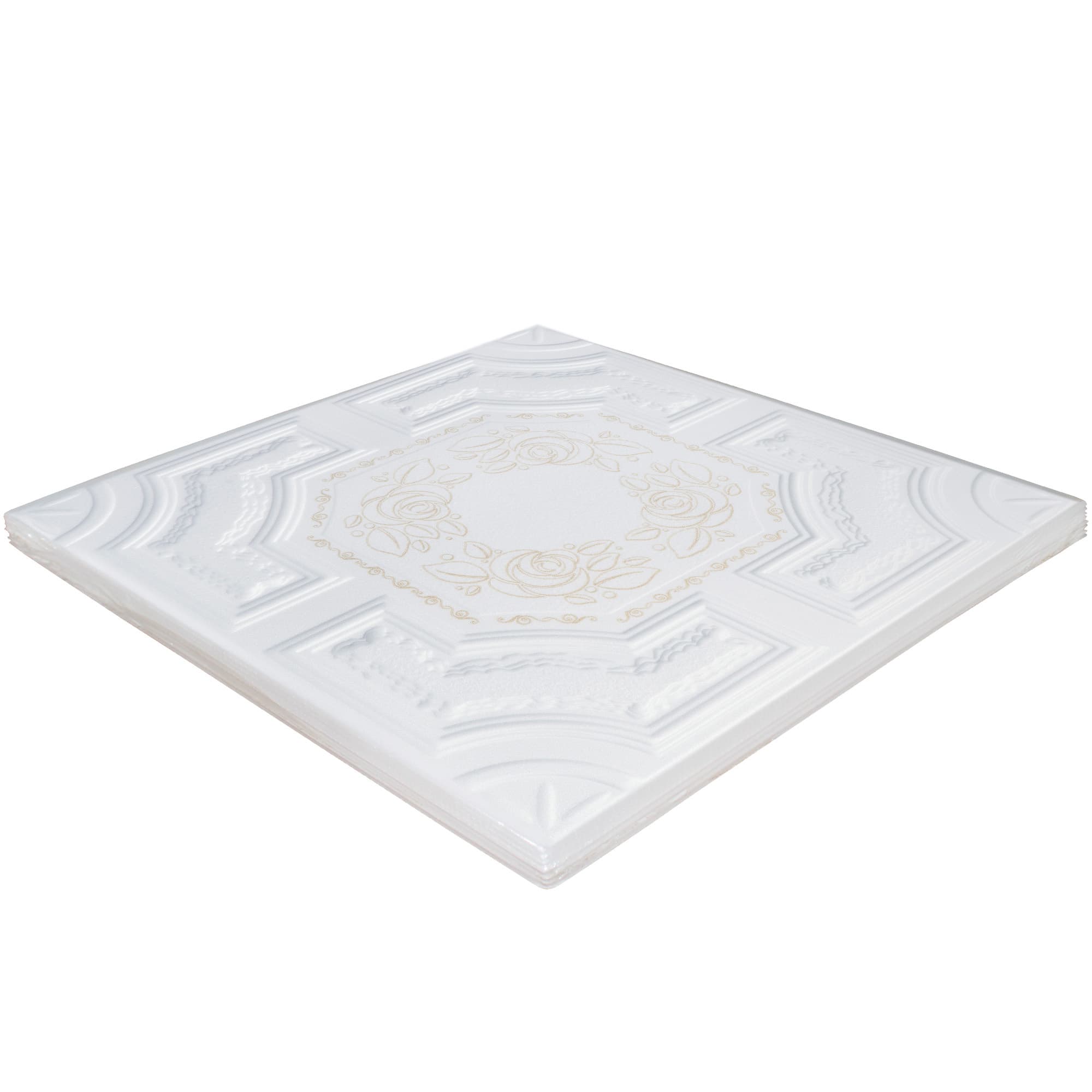 81945405 Плитка потолочная экструдированный полистирол золото Формат Империал 50 x 50 см 2 м² Santreyd  - Вид №1