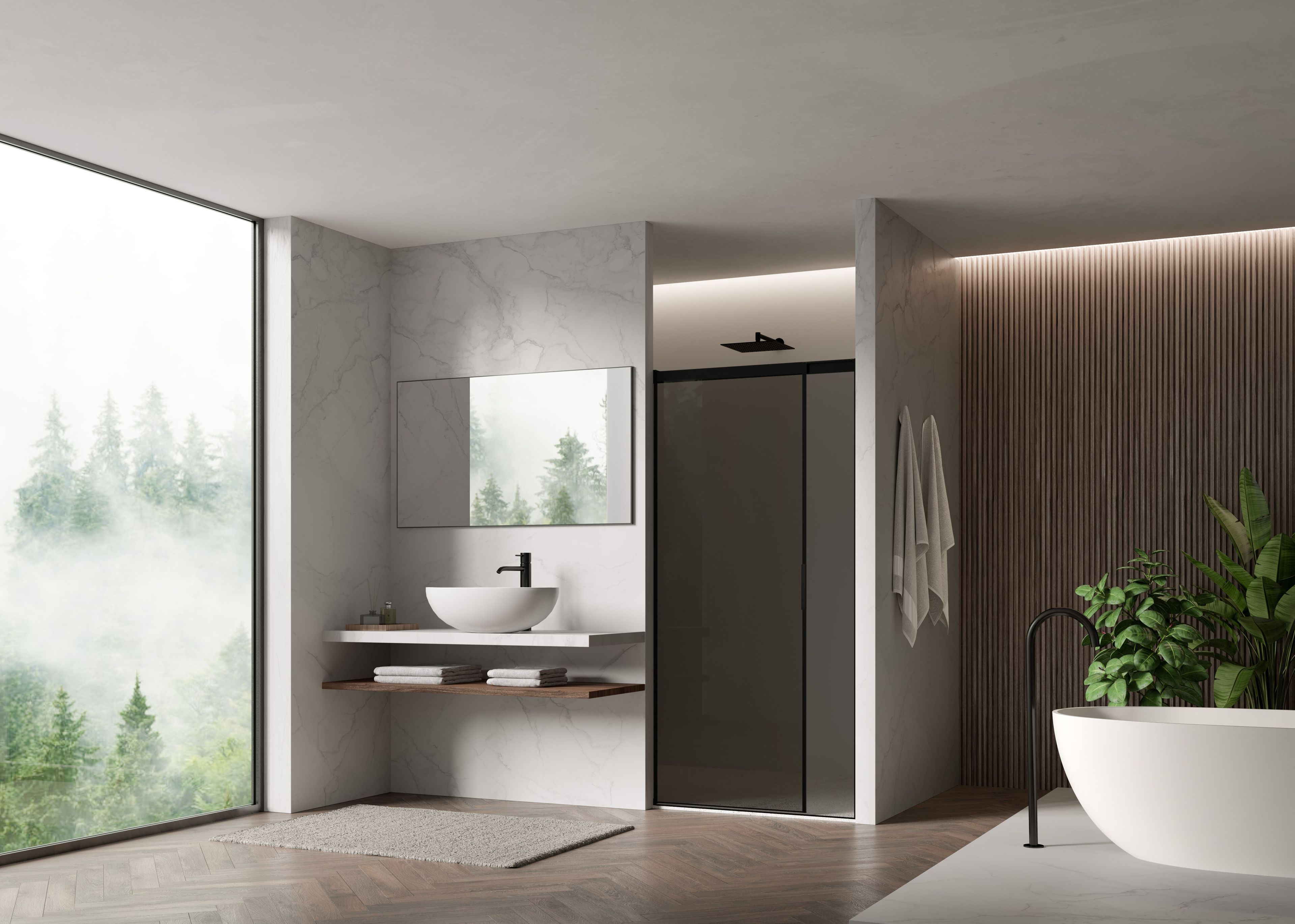 Алюминиевая и стеклянная душевая кабина с раздвижной дверью DUKA вода 5000 ARCH-00071644 - Вид №2