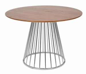 Обеденный стол круглый орех с хромированными ножками 110 см Liverpool BRADEX HOME  00-3974025 Орех;коричневый