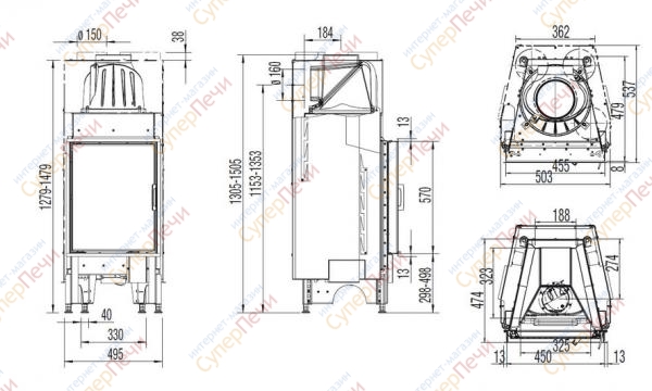 Каминная топка Austroflamm 55х57 К 1576 - Вид №1