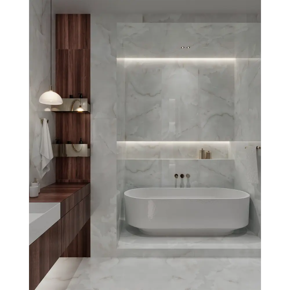 Керамогранит Arcadia Ceramica Onyx White Cloud 60×120 см - глянцевый мраморный эффект 89384201 STLM-1566517 - Вид №7