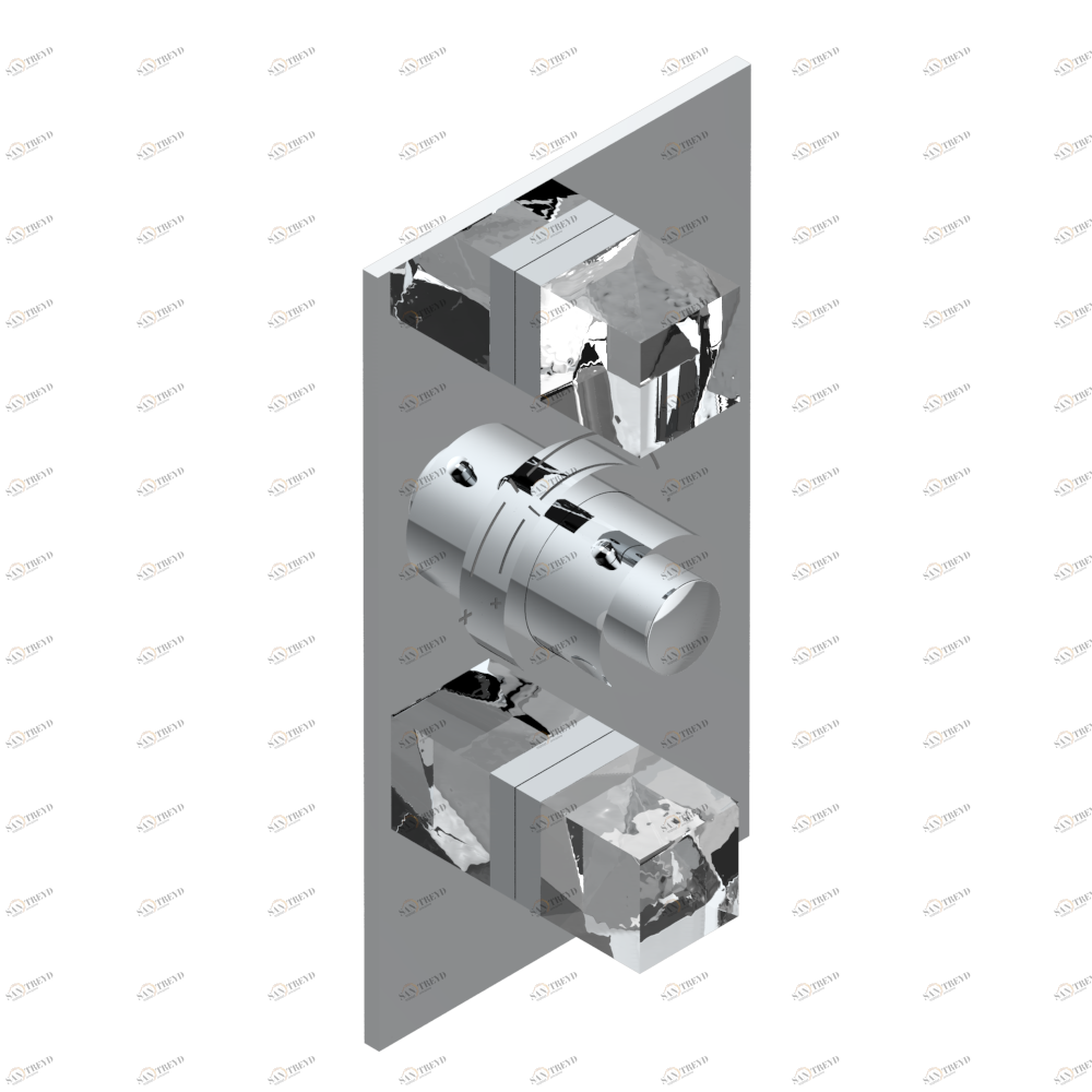 G5E-5400BE Накладка с ручкой регулировки температуры и двумя маховиками для термостатического смесителя 5400AE Thg-paris Soho Хром G5E 5400BE  A02 CAT.A