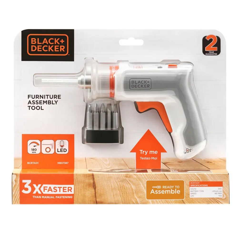 Отвертка аккумуляторная Black&Decker BCRTA01, 3.6 В Li-ion 1.5 Ач BLACK + DECKER STLM-2206731 - Вид №4