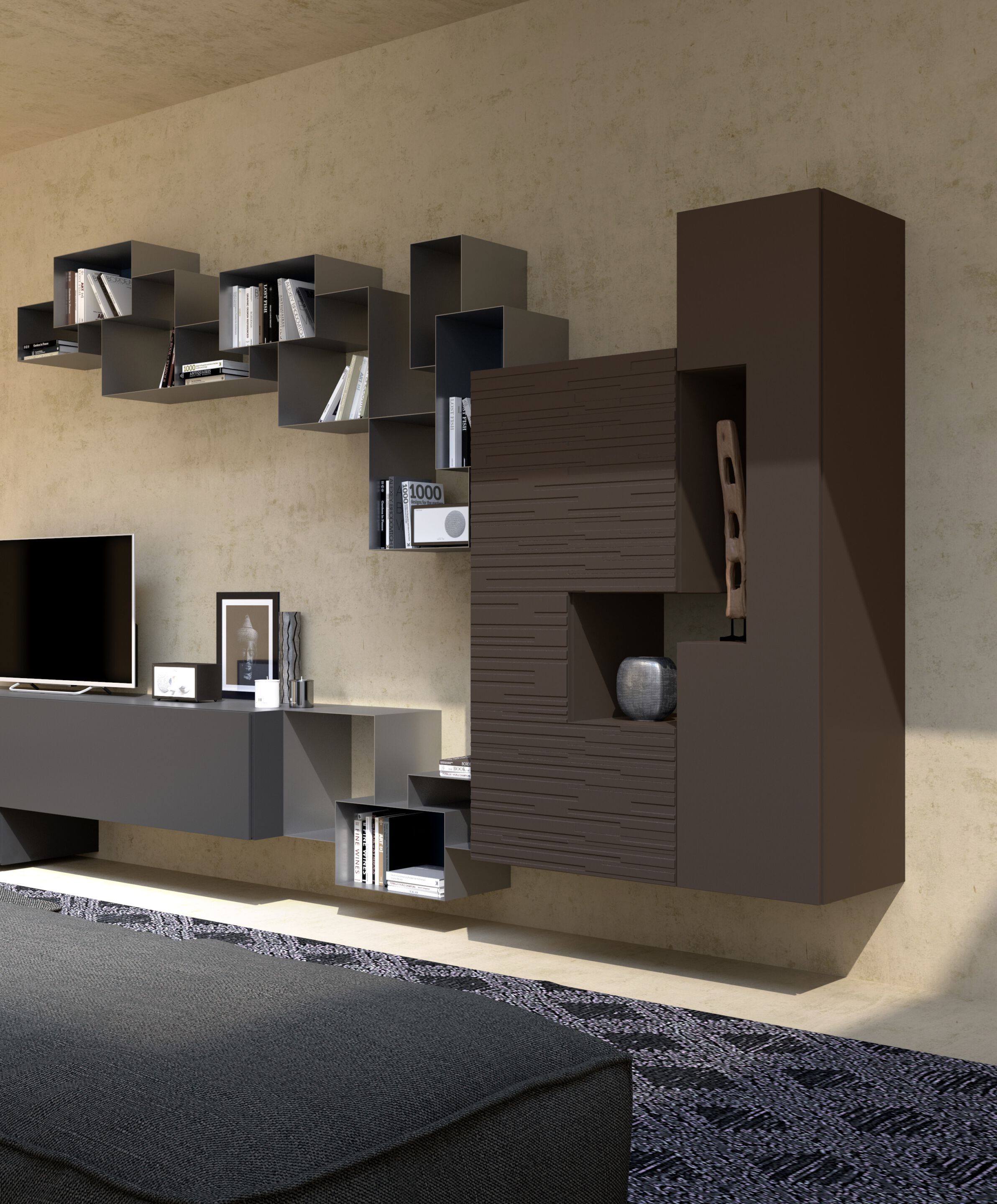 Деревянная секционная оборудованная стена Voltan барельеф ARCH-00079979 - Вид №3