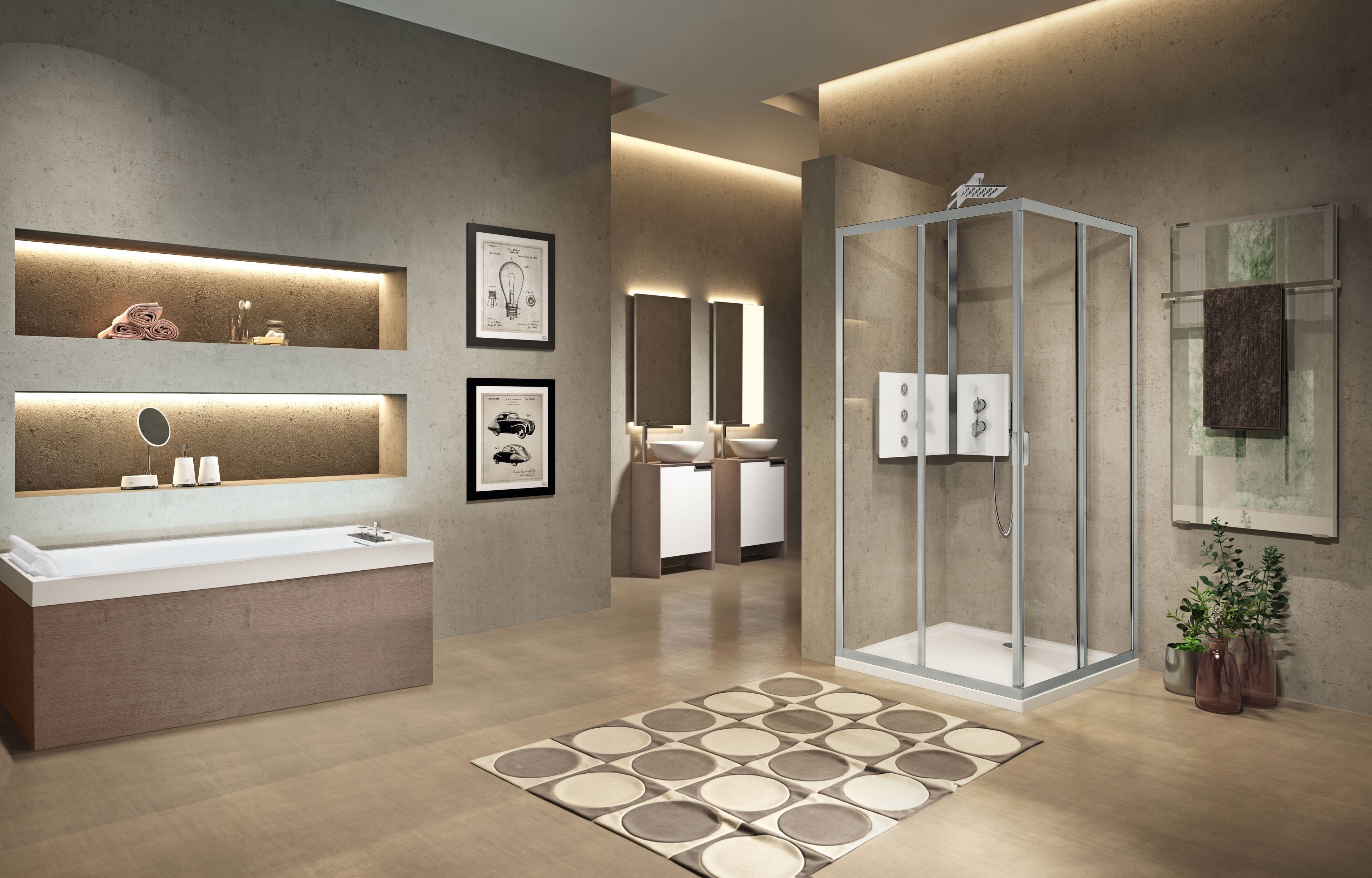 Угловая душевая кабина с раздвижной дверью Novellini Lunes ARCH-00092948 - Вид №2