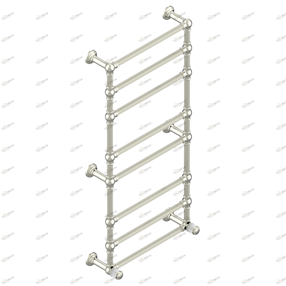 A9B-TWF8H2 Полотенцесушитель Традиционный каннелированный, 8 перекладин, 625 мм x 1325 мм, водяной, с 2 декоративными крестовыми рукоятками Thg-paris Jaipur с матовым хрусталём Никель A9B-TWF8H2 CAT.B