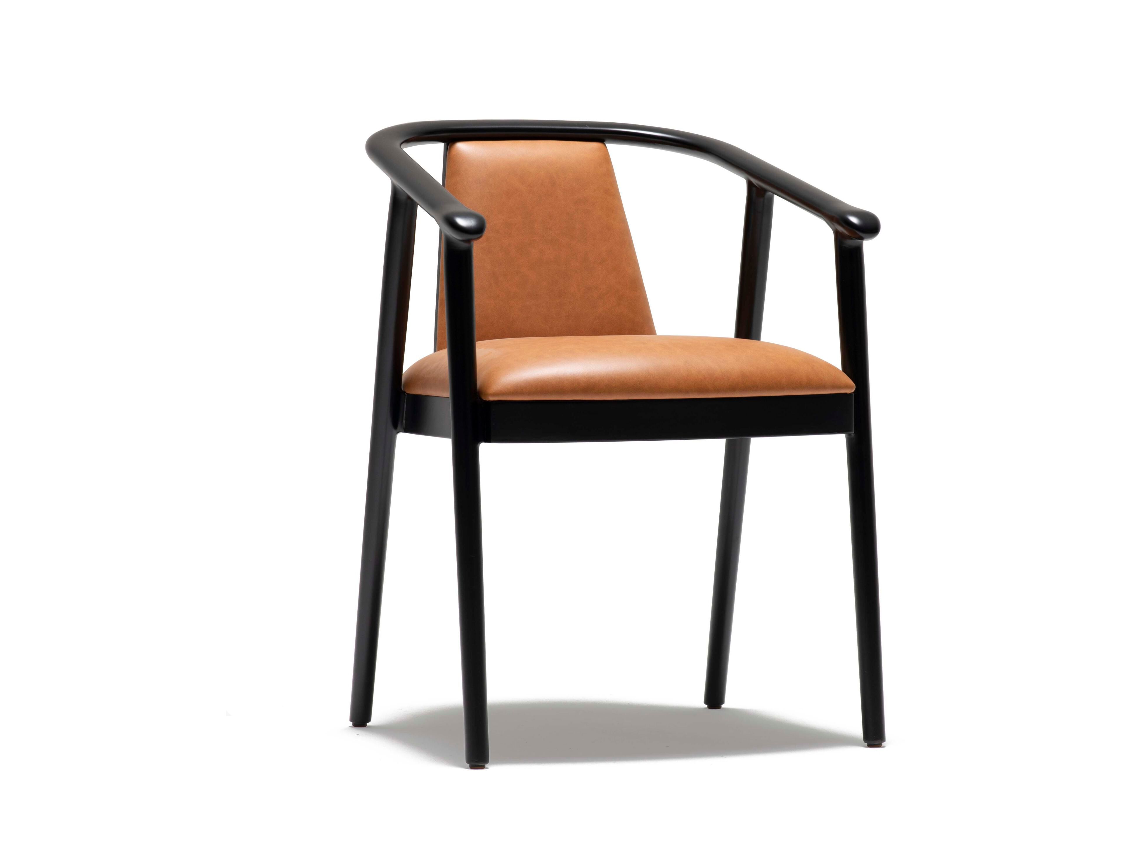 Стул из кожи и ясеня с подлокотниками Papell Design гостиница ARCH-00077504 - Вид №6