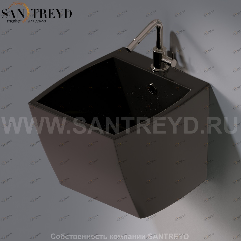 L253.104 Подвесная раковина настенная овальная A. e T. Italia SQUARE черная AeT ITALIA