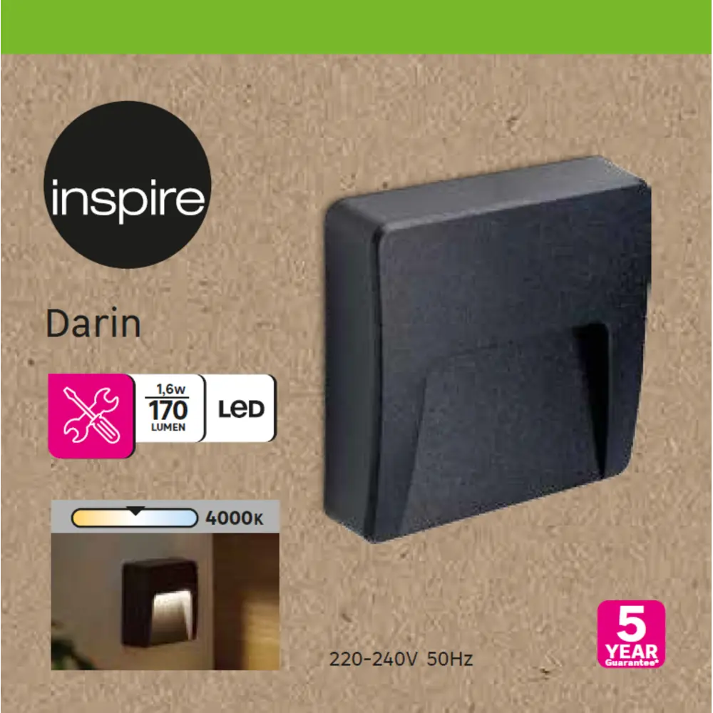 Светильник светодиодный Inspire Darin 1.6 Вт IP44 цвет серый накладной 84693034 STLM-2105409  - Вид №5