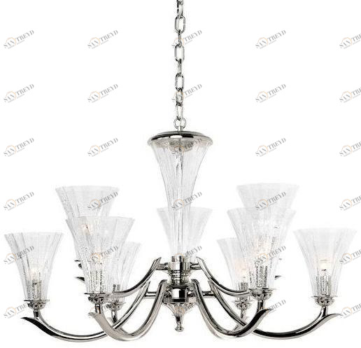 Possoni Illuminazione Люстра из полированного никеля со стеклом из листового серебра Prisca 160/6+3