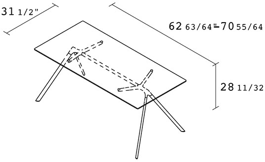 Alias Прямоугольный стол из алюминия и стекла Dry 45a - Вид №7
