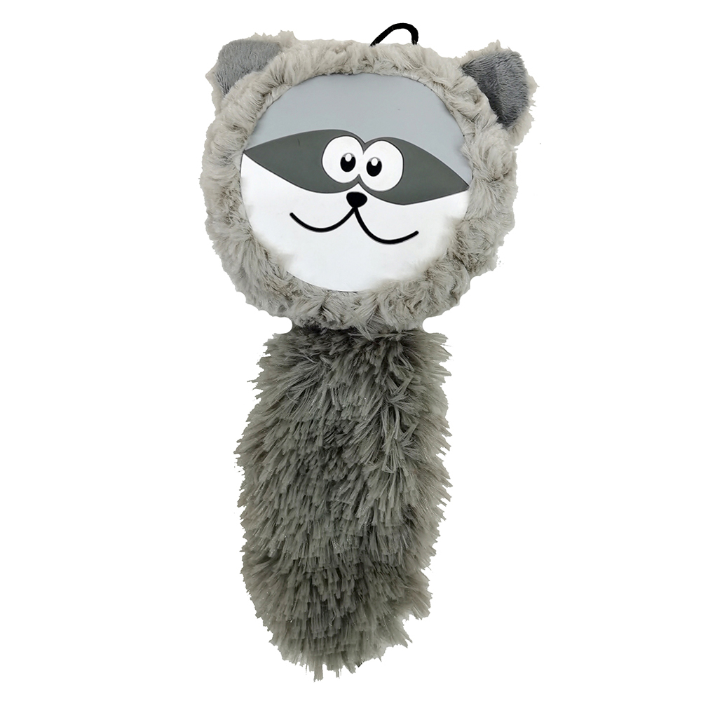 ПР0057125 Игрушка для собак Critterz Енот с шуршащим хвостом и пищалкой плюш 26см CHOMPER 