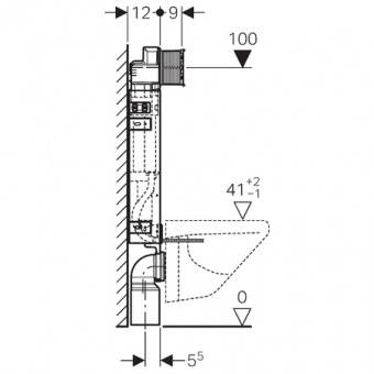 Инсталляция Geberit Kombifix 110.350.00.5 UP320 для подвесного унитаза, для клавиш Sigma* Santreyd  - Вид №2