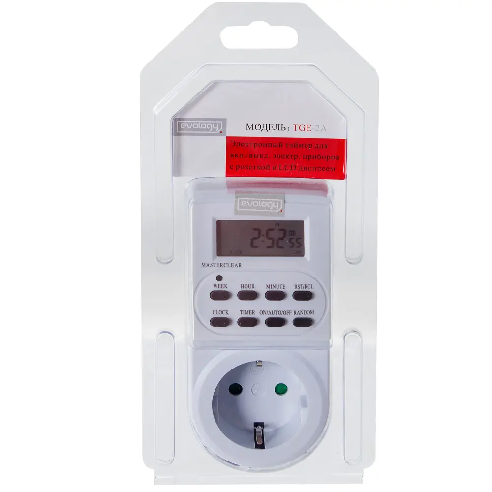 Таймер электронный TGE-2, LCD дисплей, цвет белый EVOLOGY STLM-2120226 - Вид №2