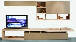 Roche Bobois Оборудованная стена из мдф с подставкой под телевизор.
