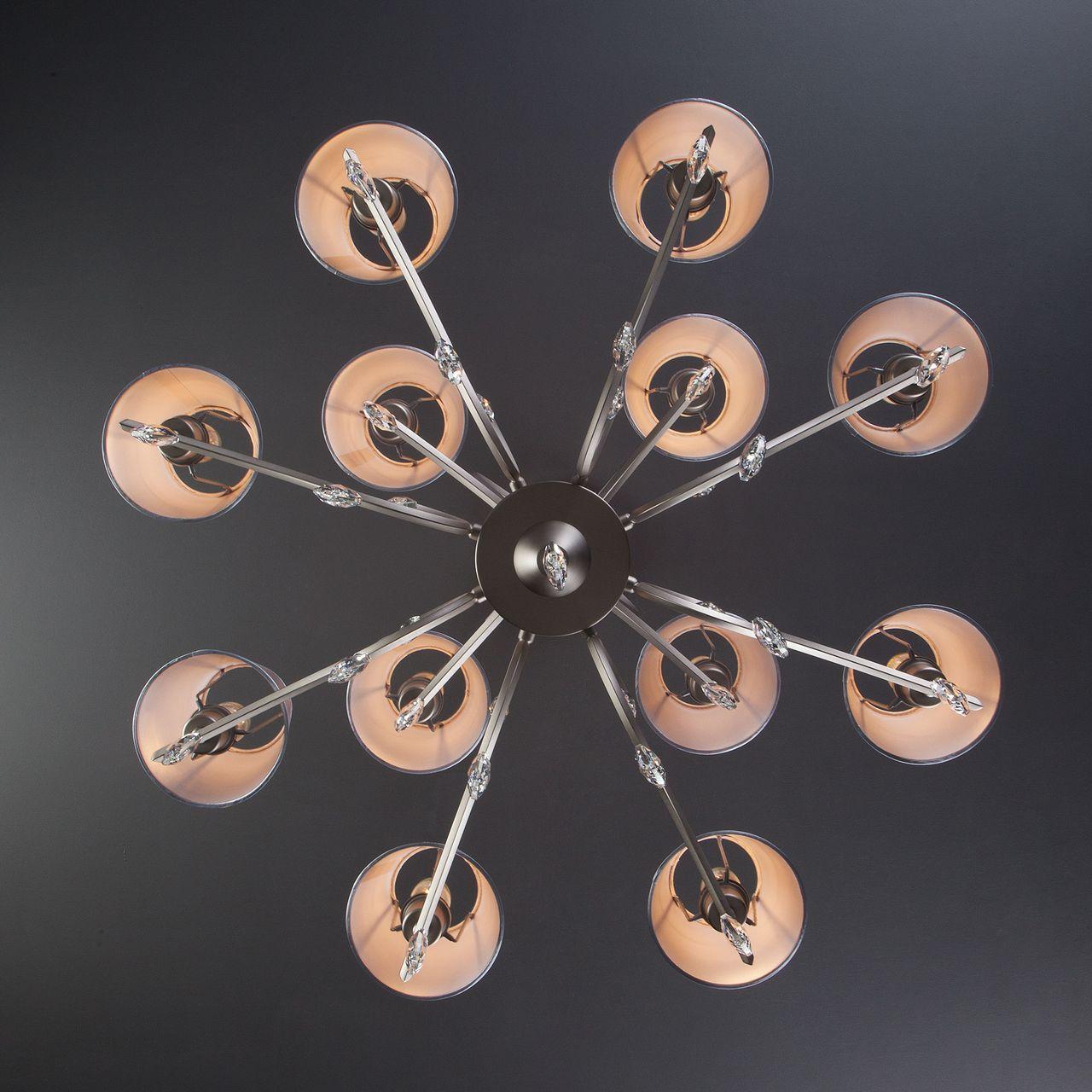 Подвесная люстра Eurosvet Aurelia 10089/12 сатин-никель/прозрачный хрусталь Strotskis EUROSVET ДИЗАЙНЕРСКИЕ, AURELIA 187543 Серый  - Вид №3