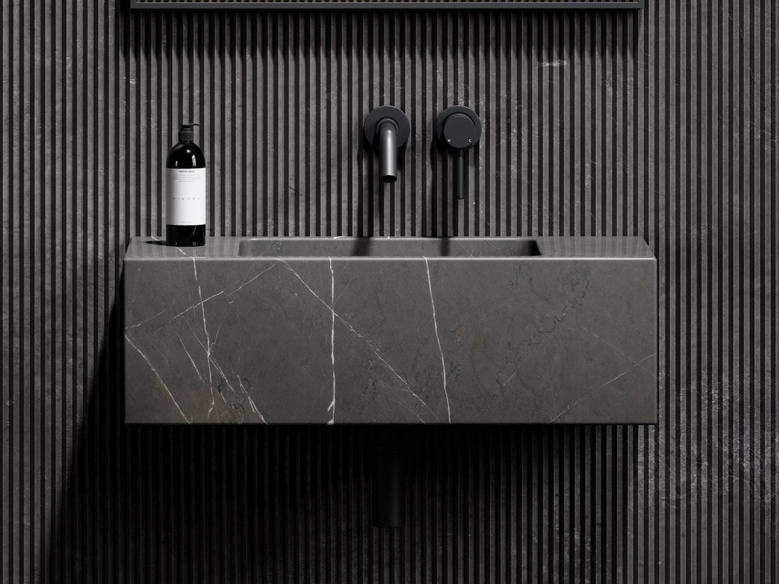 Прямоугольная подвесная раковина из мрамора Pietra Grey LUSSO CALLA ARCH-00052996