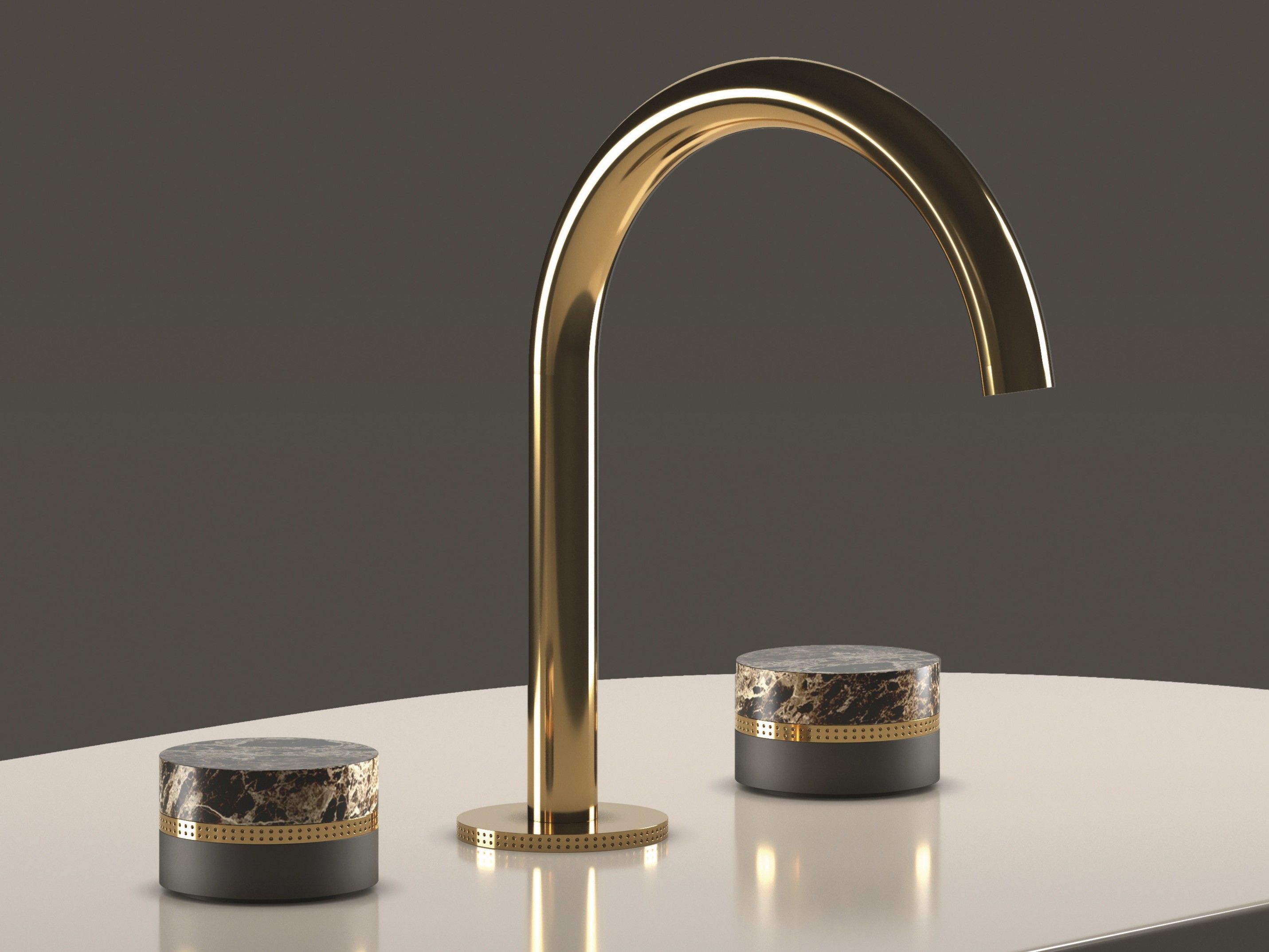 Металлический смеситель для раковины с 3 отверстиями с отдельными розетками RUBINETTERIE STELLA Macarons ARCH-00084117