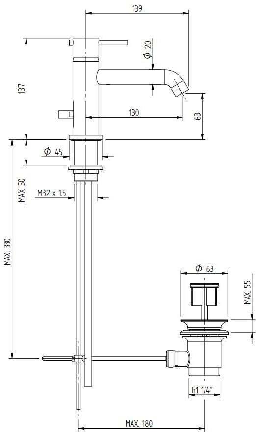 ZAZZERI Смеситель для раковины, однорычажный, на одно отверстие Modo sun-id-1514535 - Вид №2
