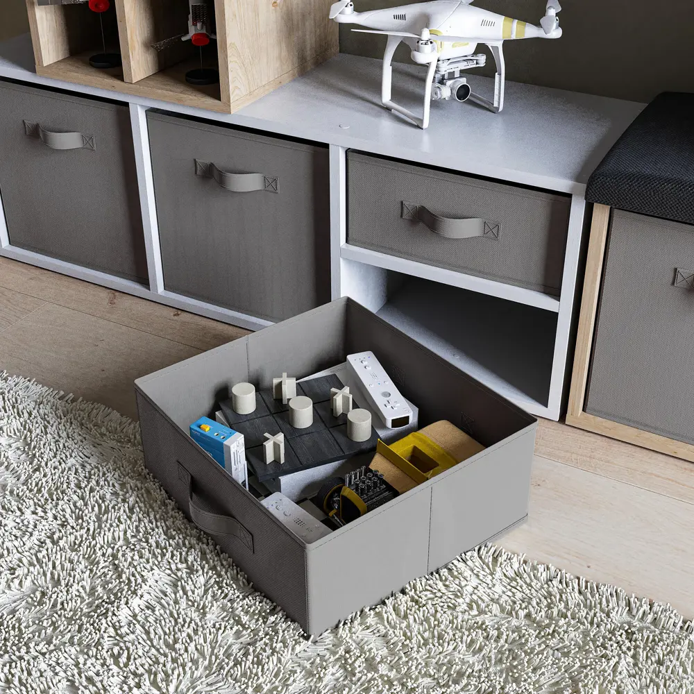 Короб Spaceo KUB Granit 15x31x31 см 14.4 л полиэстер цвет графитовый 81990625 STLM-2025782 - Вид №3