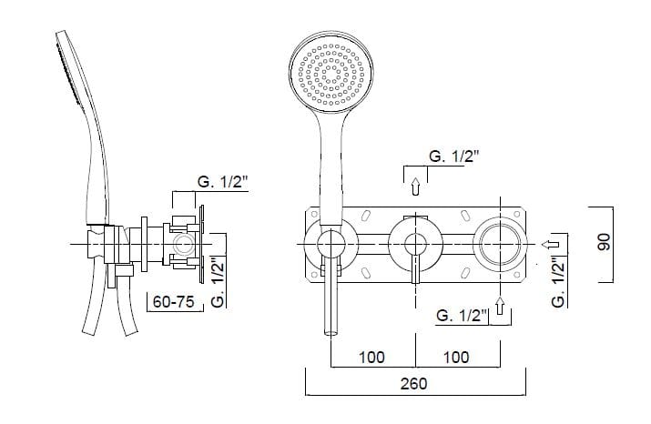 Смеситель для душа с ручным душем Rubinetteria Giulini MyRing ARCH-00059088 - Вид №2