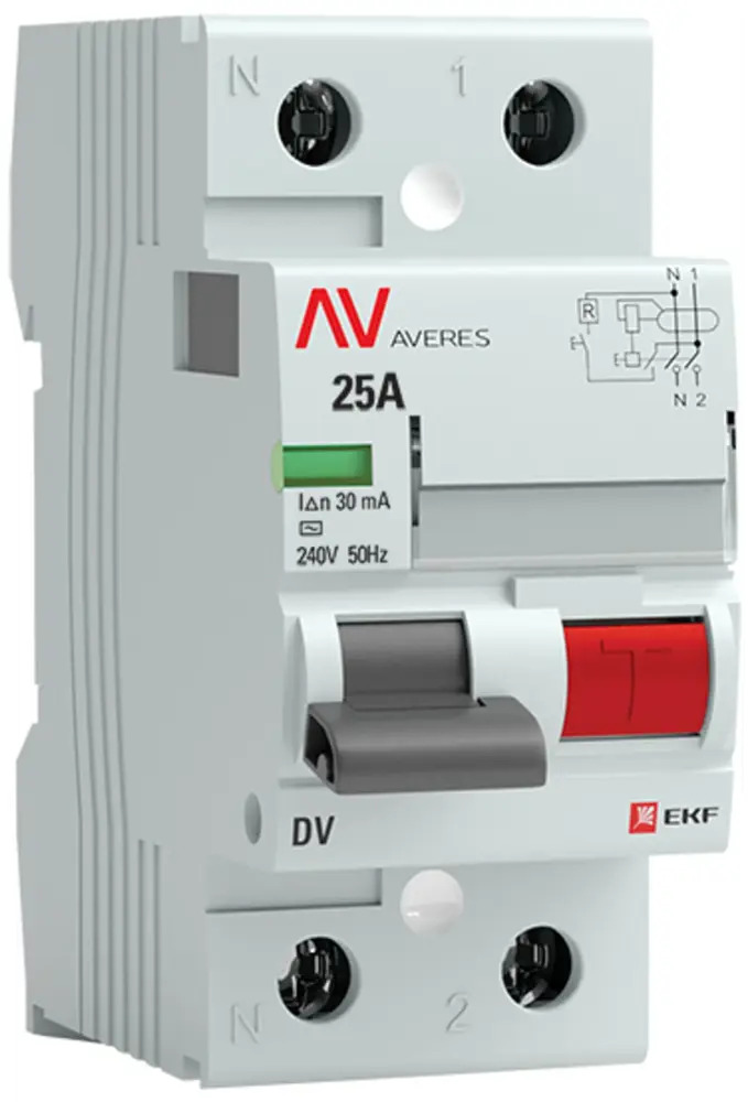 УЗО EKF Averes DV 25А 30мА - защита от токов утечки и коротких замыканий 82502629