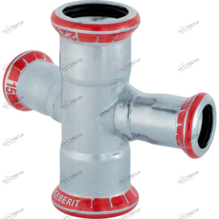 GEBERIT 21409 Крестовина двухплоскостная редукционная Geberit Mapress из углеродистой стали 30° 