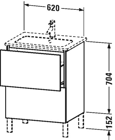 LC662507979 Тумбочка напольная L-Cube #LC6625 620 x 481 мм Орех натуральный, декор Duravit - Вид №1