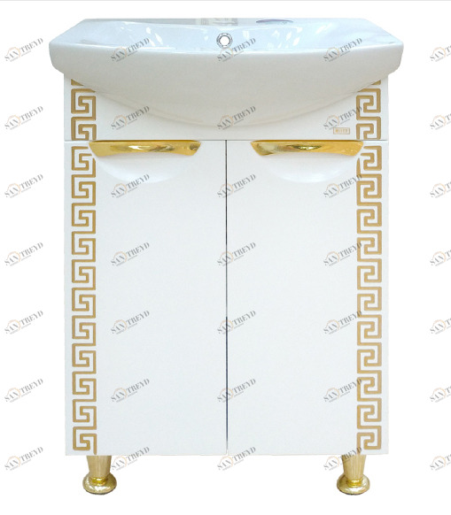 Тумба Престиж-60 белая золотая патина с раков. Балтика-60 см MISTY 2312163