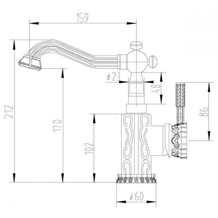 Zorg A 114U-BR Смеситель для кухни Zorg 159 x 212 мм  - Вид №2