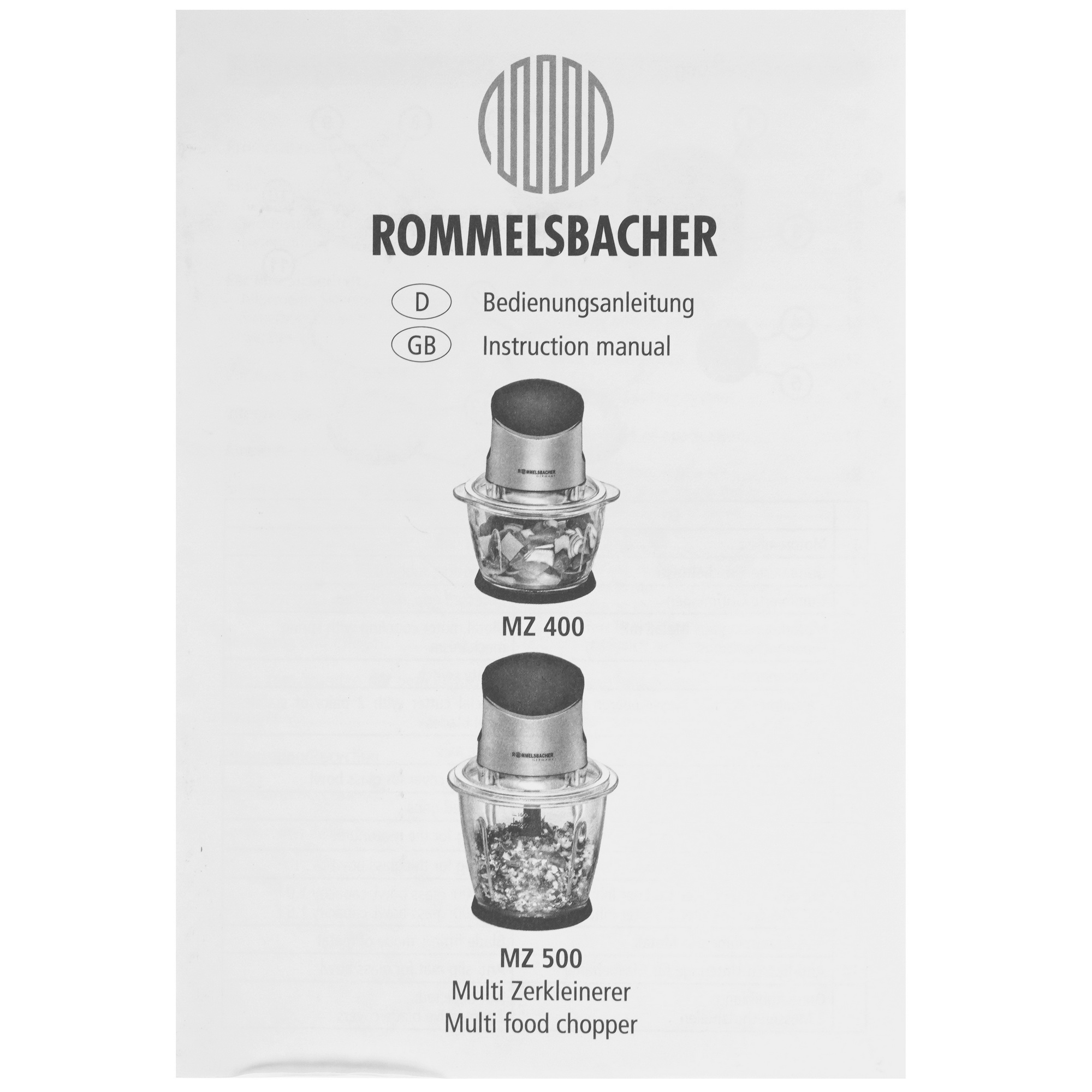 8195830 Измельчитель  Rommelsbacher MZ 400 серебристый STDN-0104138 - Вид №5
