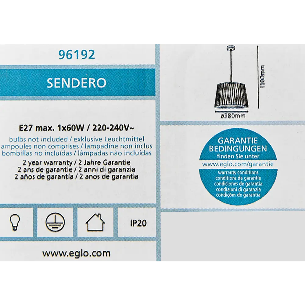 Светильник подвесной Sendero 1 лампа 4 м² цвет клён Eglo STLM-2005035 - Вид №9
