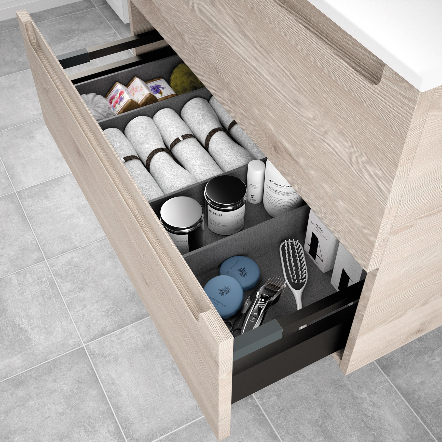 23930 SALGAR Мебель под умывальник MONTERREY 600 2 металлических ящика NATURAL 598 x 540 x 450 мм Естественный  - Вид №2