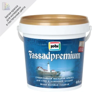 Краска фасадная Jobi Fassadpremium матовая цвет белый база A 0.9 л